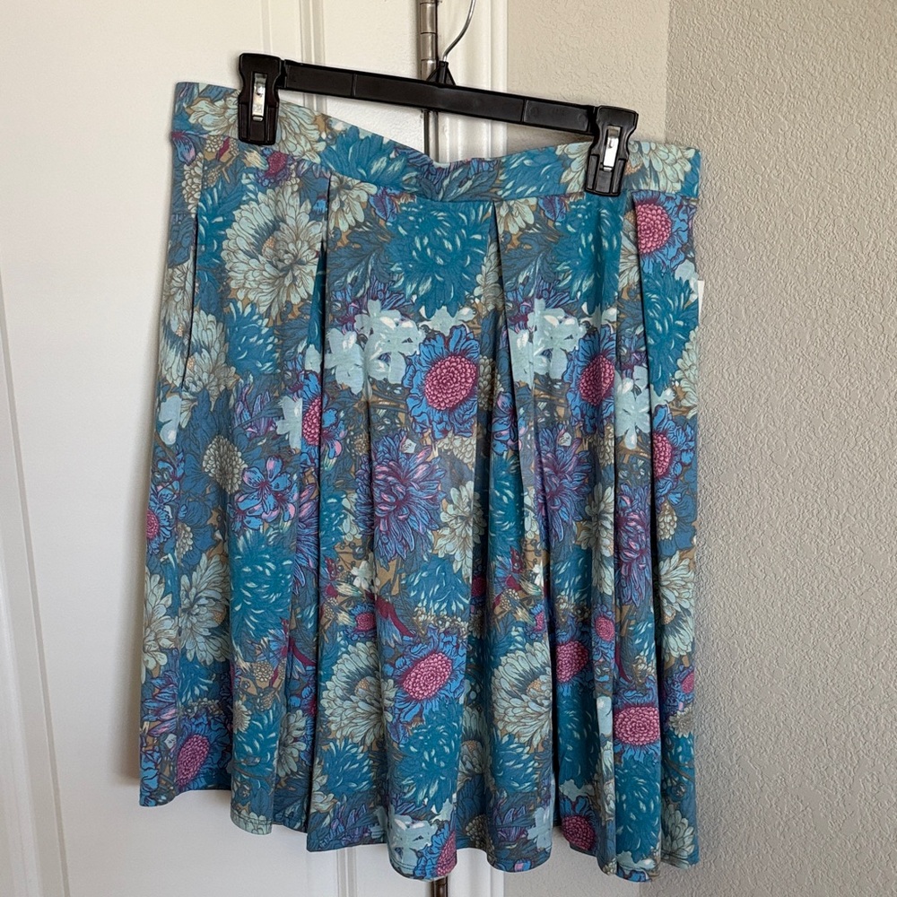LuLaRoe A-Line Skirt with Blue and Pink Floral Design